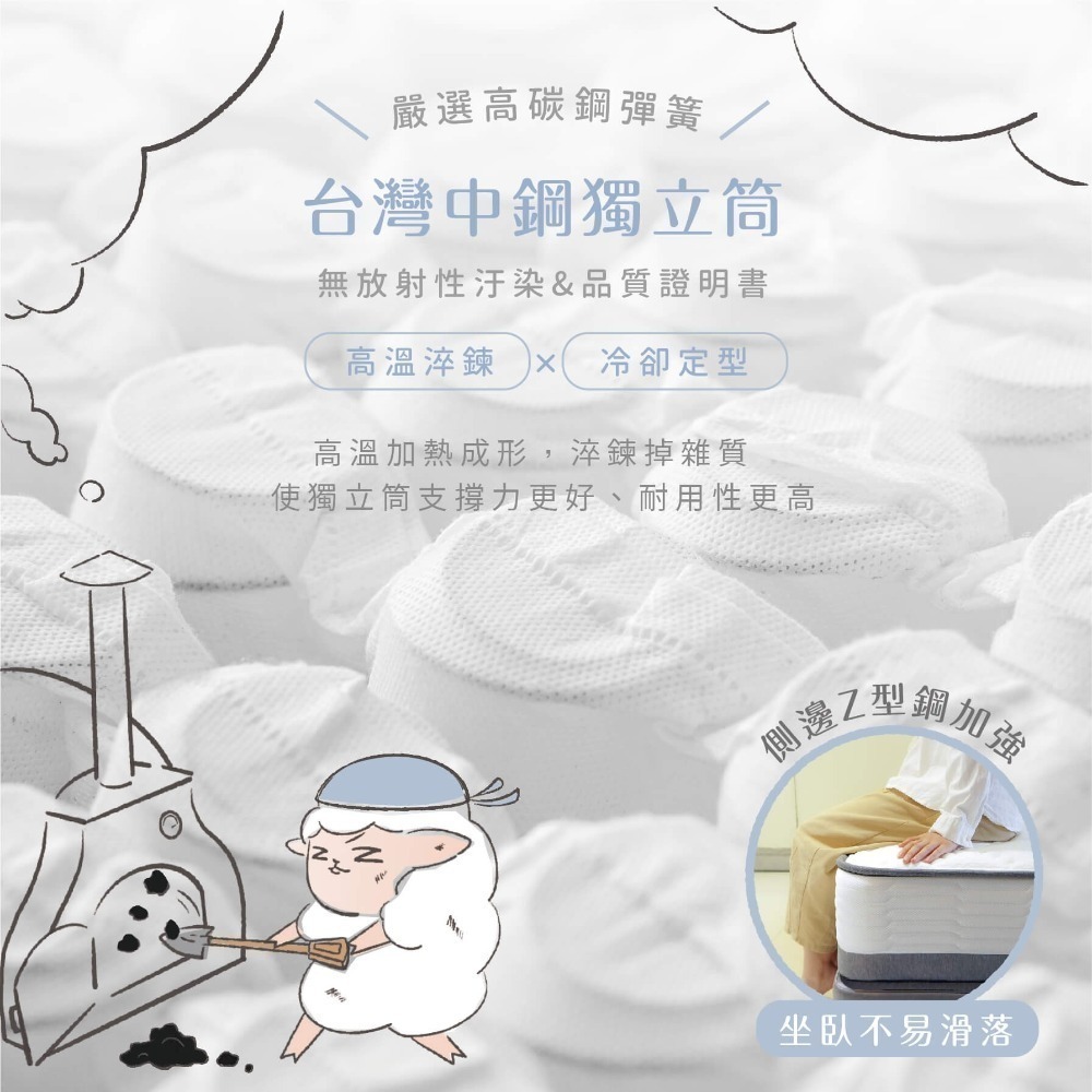鈦享睡 餅乾床墊 硬床 中鋼 獨立筒床墊 歐洲 比利時乳膠 抗菌銅離子 彈簧床墊 兒童床墊 3D透氣 防螨抗菌床 太想睡-細節圖4