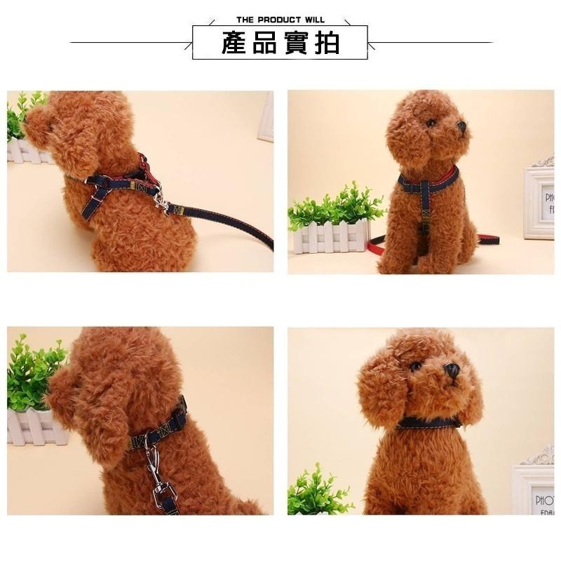 【拾四方】台灣現貨 牛仔寵物牽引繩 胸背帶 胸背衣 耐磨牛仔縫布 寵物牽繩 牽引繩 寵物胸背帶 項圈 牽繩 牽引繩-細節圖5