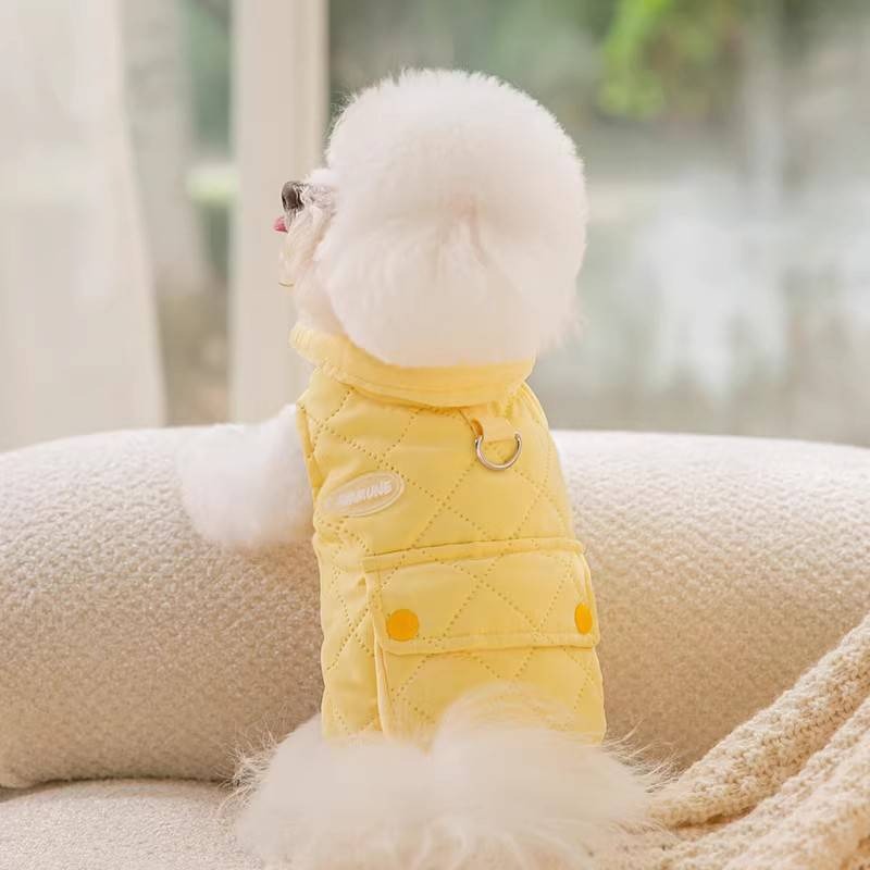 【拾四方】狗狗衣服 寵物衣服 加厚保暖狗衣服 可調節絎棉衣 簡約可牽引 寵物馬甲 寵物兩腳棉衣 貓咪衣服 寵物背心-規格圖9