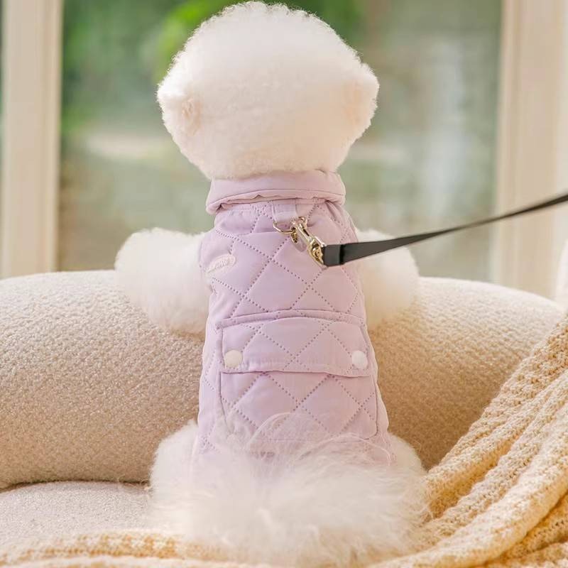 【拾四方】狗狗衣服 寵物衣服 加厚保暖狗衣服 可調節絎棉衣 簡約可牽引 寵物馬甲 寵物兩腳棉衣 貓咪衣服 寵物背心-規格圖9