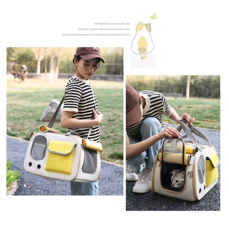 【拾四方】寵物外出包 寵物背包 寵物手提包 自由翻身貓咪外出包 大空間貓包 手提單肩貓車載包 貓貓外出包 便攜寵物包-細節圖8