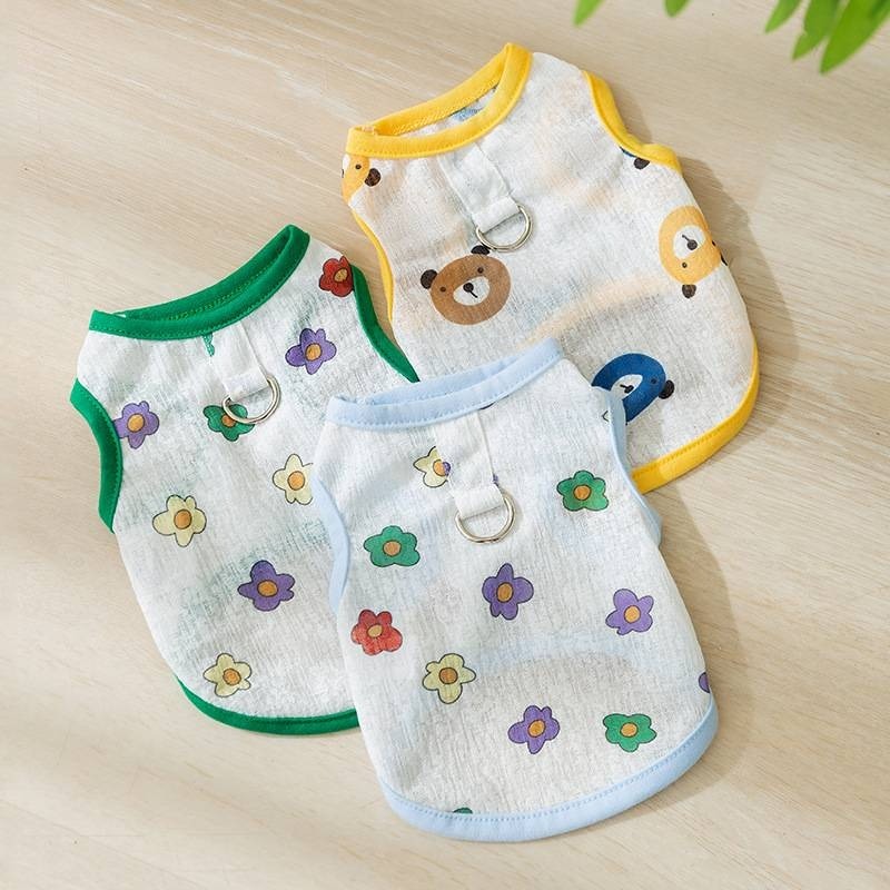 【拾四方】夏日薄款背心 狗狗夏季衣服 網眼透氣背心 貓衣服 狗衣服 小狗背心 可牽引背心 春夏季背心 寵物衣服-細節圖6