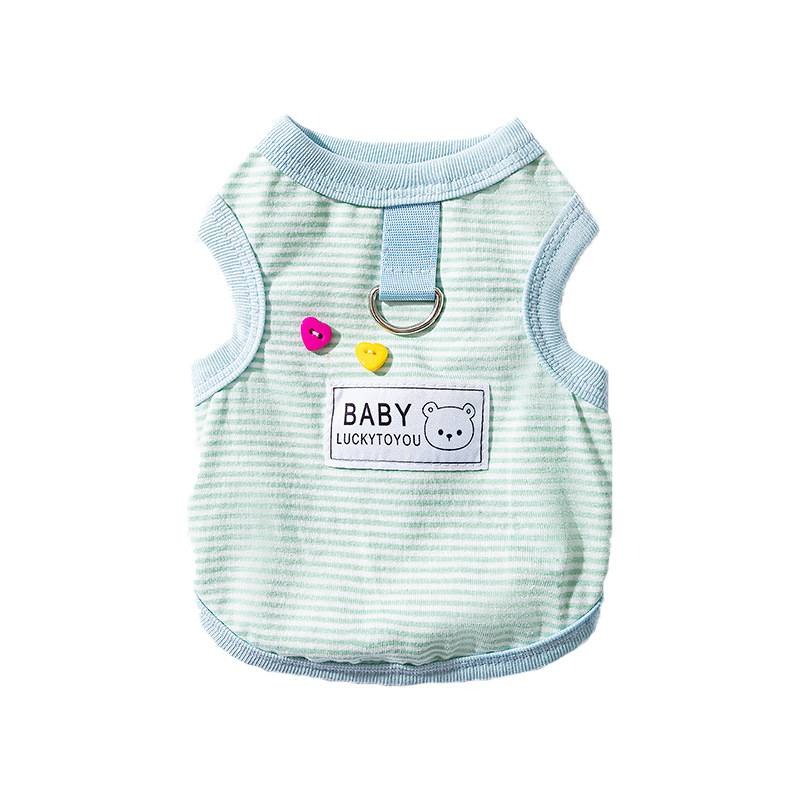 【拾四方】春夏透氣背心 狗狗夏季衣服 針織條紋背心 貓衣服 狗衣服 小狗背心 可牽引背心 春夏季背心 寵物衣-細節圖2