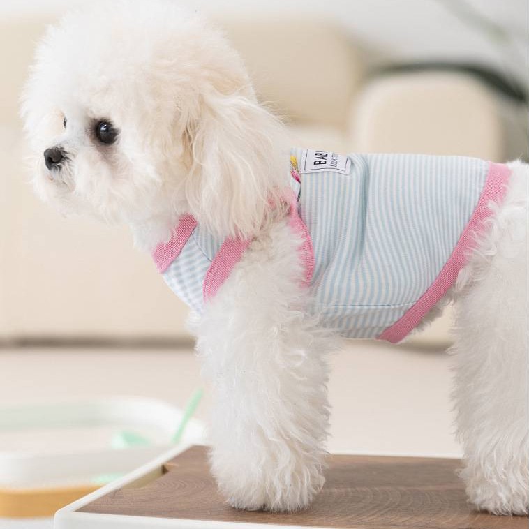 【拾四方】春夏透氣背心 狗狗夏季衣服 針織條紋背心 貓衣服 狗衣服 小狗背心 可牽引背心 春夏季背心 寵物衣-細節圖3