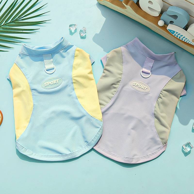 【拾四方】夏日透氣背心 狗狗夏季薄款衣服 冰絲涼感衣 透氣背心 貓衣服 小狗背心 可牽引背心 春夏季背心 寵物涼感衣-細節圖6