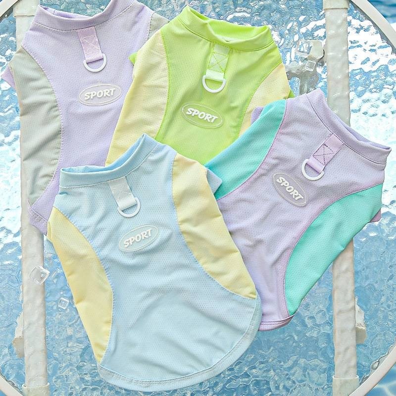 【拾四方】夏日透氣背心 狗狗夏季薄款衣服 冰絲涼感衣 透氣背心 貓衣服 小狗背心 可牽引背心 春夏季背心 寵物涼感衣-細節圖5