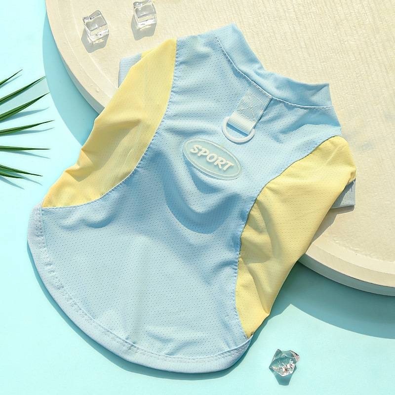 【拾四方】夏日透氣背心 狗狗夏季薄款衣服 冰絲涼感衣 透氣背心 貓衣服 小狗背心 可牽引背心 春夏季背心 寵物涼感衣-規格圖8