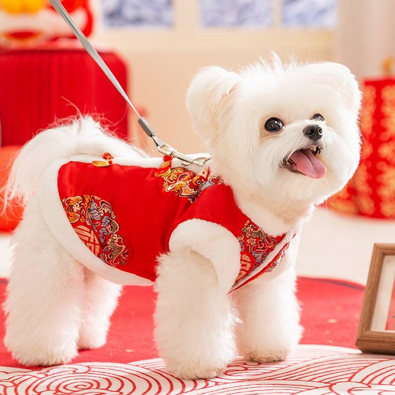 【拾四方】寵物新年背心 中式新年福氣滿滿背心 寵物過年 狗狗過年 貓咪過年 狗狗衣服 貓咪衣服 新春衣服 新年招財衣-細節圖3