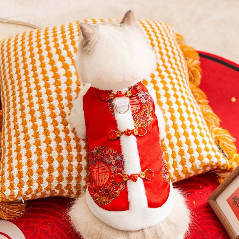 【拾四方】寵物新年背心 中式新年福氣滿滿背心 寵物過年 狗狗過年 貓咪過年 狗狗衣服 貓咪衣服 新春衣服 新年招財衣-細節圖8