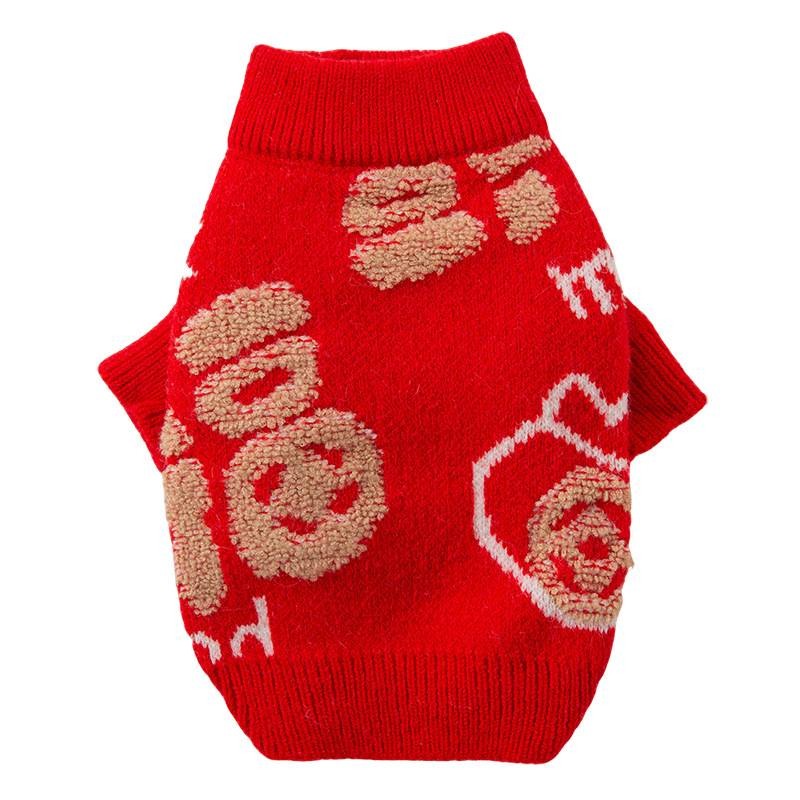 【四方嚴選】寵物新年毛衣 中式新年福祿滿滿服飾 寵物新年 狗狗過年 貓咪過年 狗狗衣服 貓咪衣服 新春衣服 新年招財衣-細節圖2