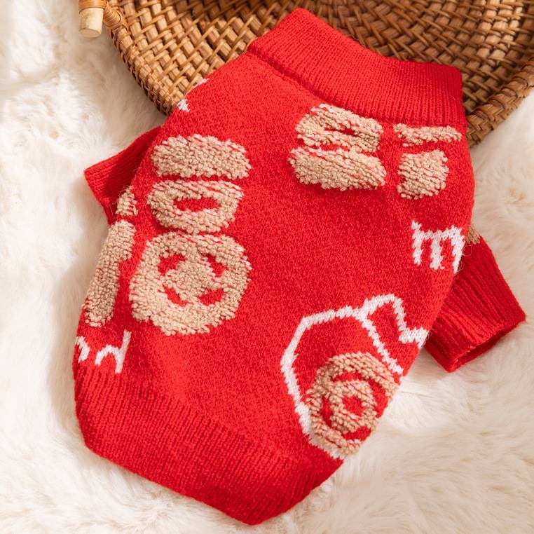 【四方嚴選】寵物新年毛衣 中式新年福祿滿滿服飾 寵物新年 狗狗過年 貓咪過年 狗狗衣服 貓咪衣服 新春衣服 新年招財衣-細節圖4