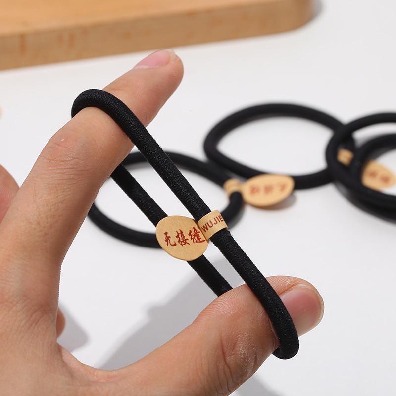 髮圈 髮束 髮飾 彈力髮圈 簡約 無接縫加粗 黑色髮圈 大腸圈 造型髮圈 綁髮圈-細節圖3