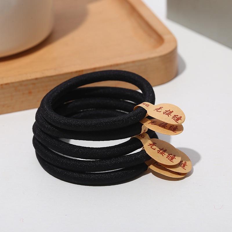 髮圈 髮束 髮飾 彈力髮圈 簡約 無接縫加粗 黑色髮圈 大腸圈 造型髮圈 綁髮圈-細節圖4