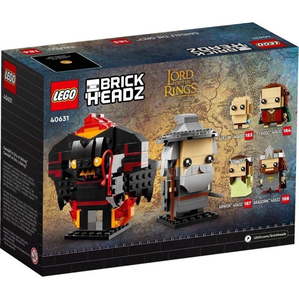［想樂］全新 樂高 LEGO 40631 Brickheadz 《魔戒》 灰袍甘道夫 炎魔-細節圖2