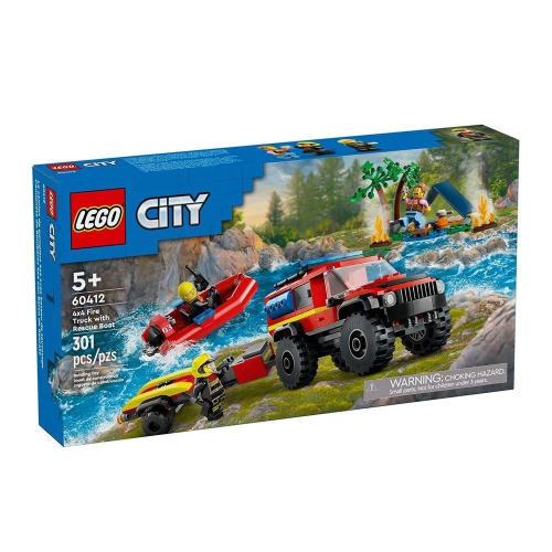 ［想樂］全新 樂高 LEGO 60412 City 城市 四輪驅動消防車和救援艇
