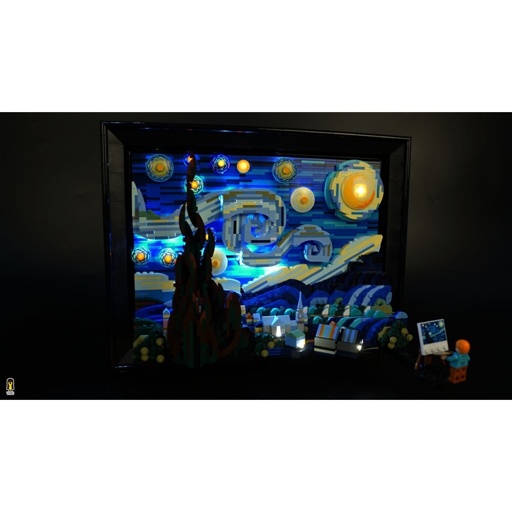 ［想樂］ [不含積木]  WBS 樂光 21333 梵谷 星夜 專用燈組 紙片燈 樂光燈 專用防塵盒 展示盒 壓克力-細節圖2