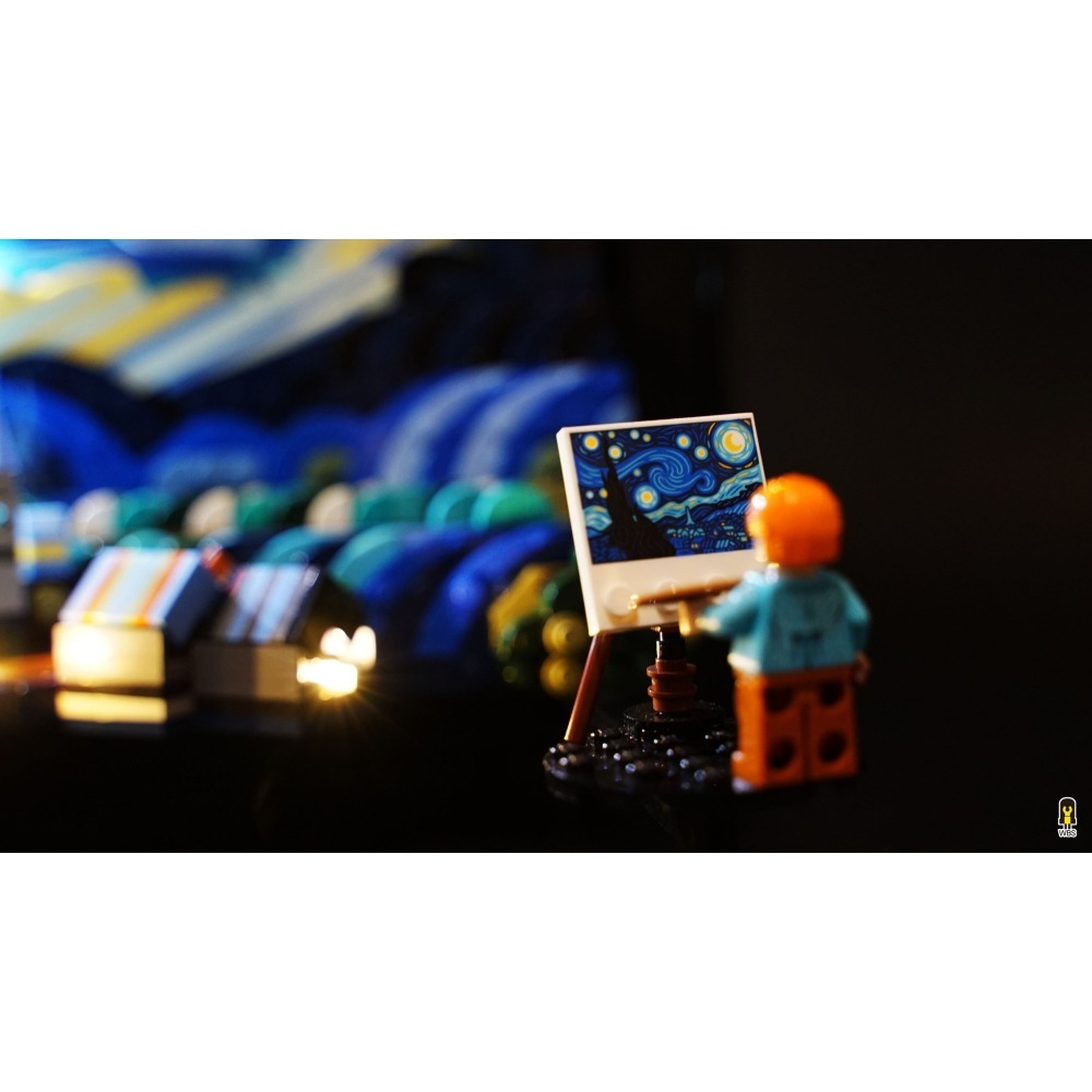 ［想樂］ [不含積木]  WBS 樂光 21333 梵谷 星夜 專用燈組 紙片燈 樂光燈 專用防塵盒 展示盒 壓克力-細節圖3
