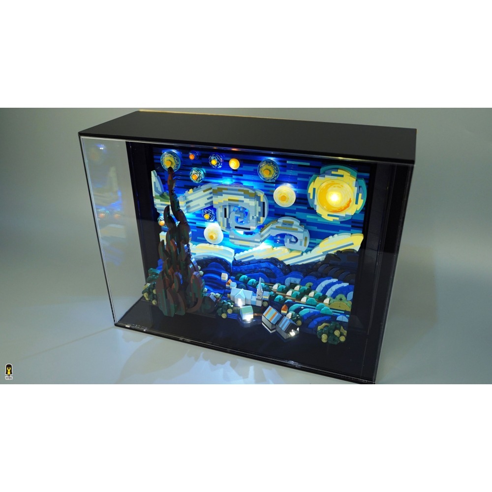 ［想樂］ [不含積木]  WBS 樂光 21333 梵谷 星夜 專用燈組 紙片燈 樂光燈 專用防塵盒 展示盒 壓克力-細節圖4