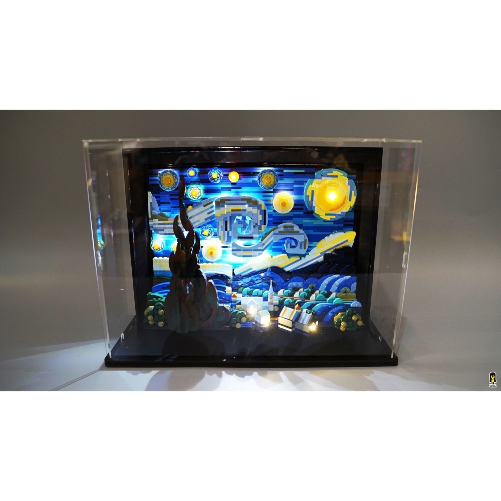 ［想樂］ [不含積木]  WBS 樂光 21333 梵谷 星夜 專用燈組 紙片燈 樂光燈 專用防塵盒 展示盒 壓克力-細節圖8