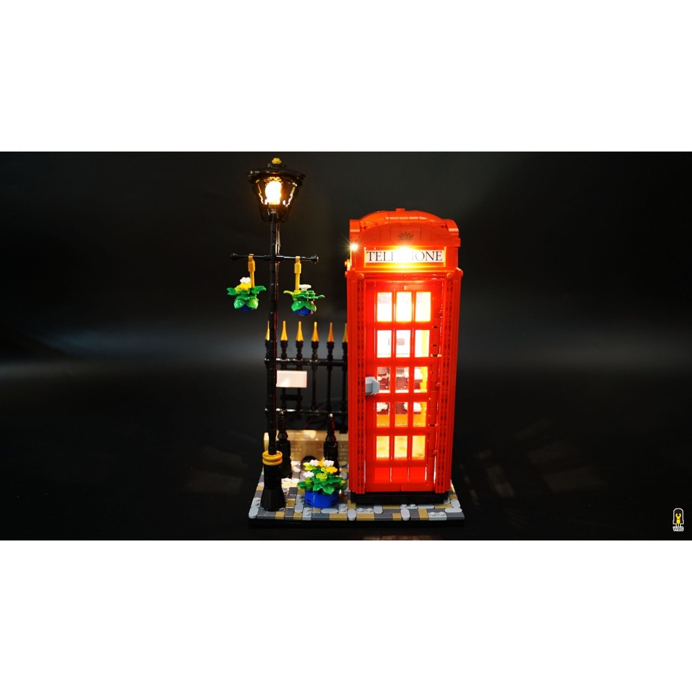 ［想樂］ [不含積木]  WBS 樂光 21347 倫敦紅色電話亭 專用燈組 紙片燈 樂光燈 專用防塵盒 展示盒 壓克力-細節圖2