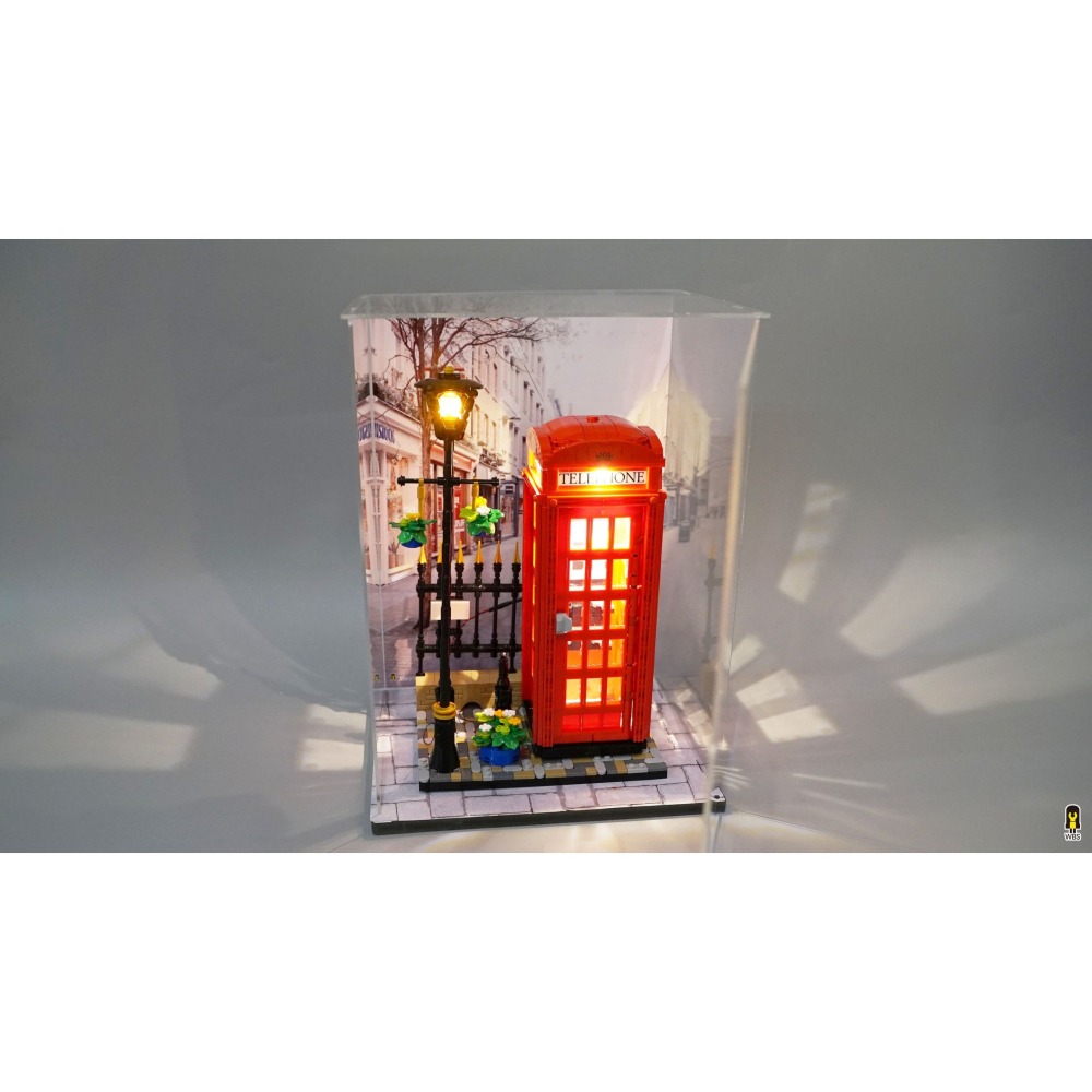 ［想樂］ [不含積木]  WBS 樂光 21347 倫敦紅色電話亭 專用燈組 紙片燈 樂光燈 專用防塵盒 展示盒 壓克力-細節圖9