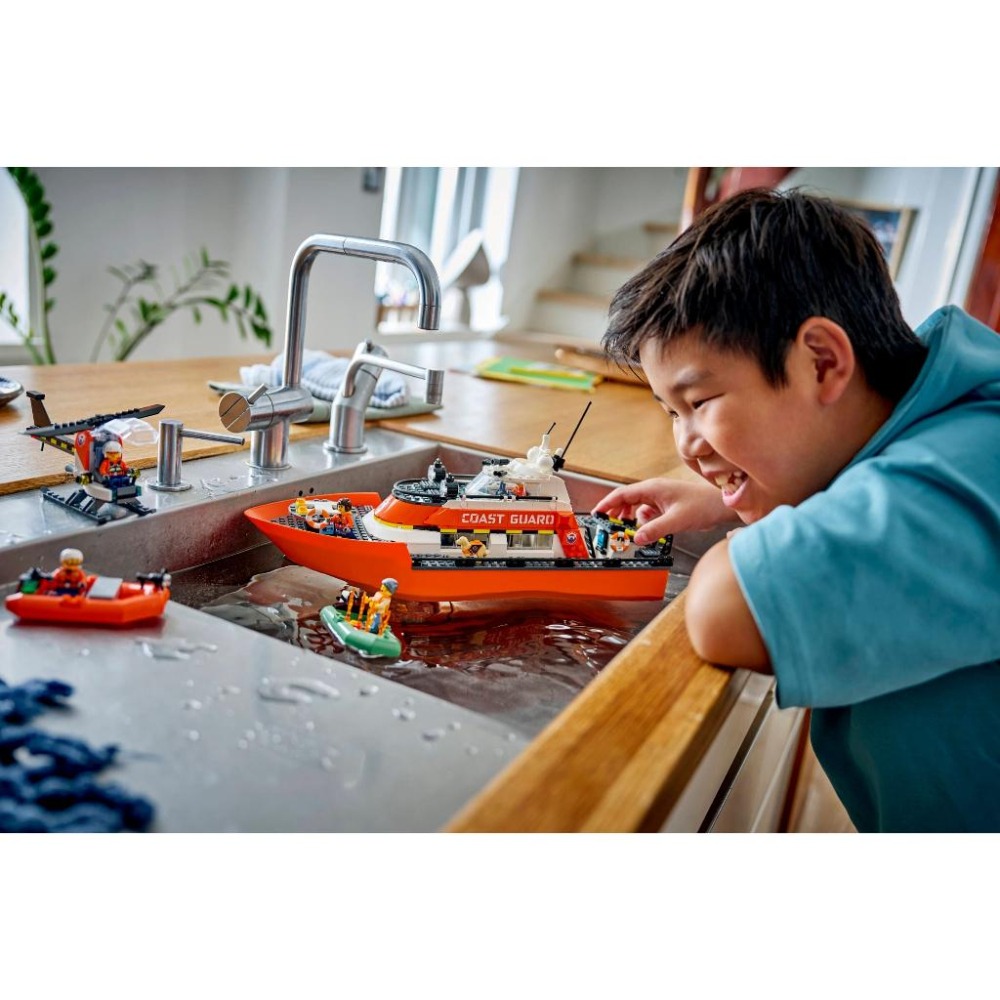 ［想樂］全新 樂高 LEGO 60504 City 城市 海岸巡防隊救援船和直升機-細節圖8