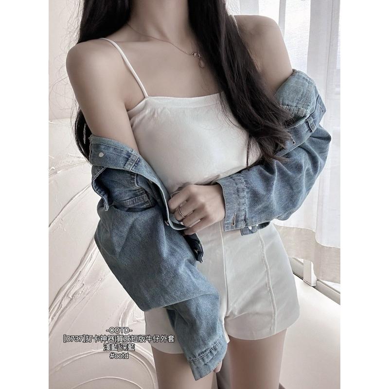 預購- 牛仔外套 穿上秒變 韓系女神 質感短版 牛仔外套 時髦感翻倍 🔥 深藍/淺藍-細節圖8