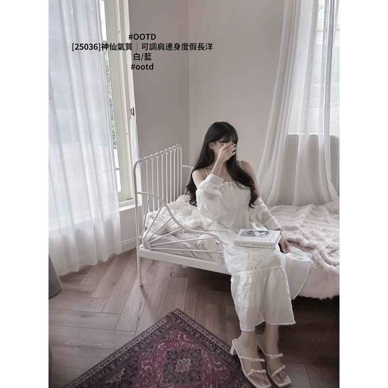 預購- 長洋 25036 仙氣滿滿｜可調肩帶 法式度假 長洋裝，溫柔浪漫 度假必備 ⛱️ 雲霧白/湖畔藍-細節圖4