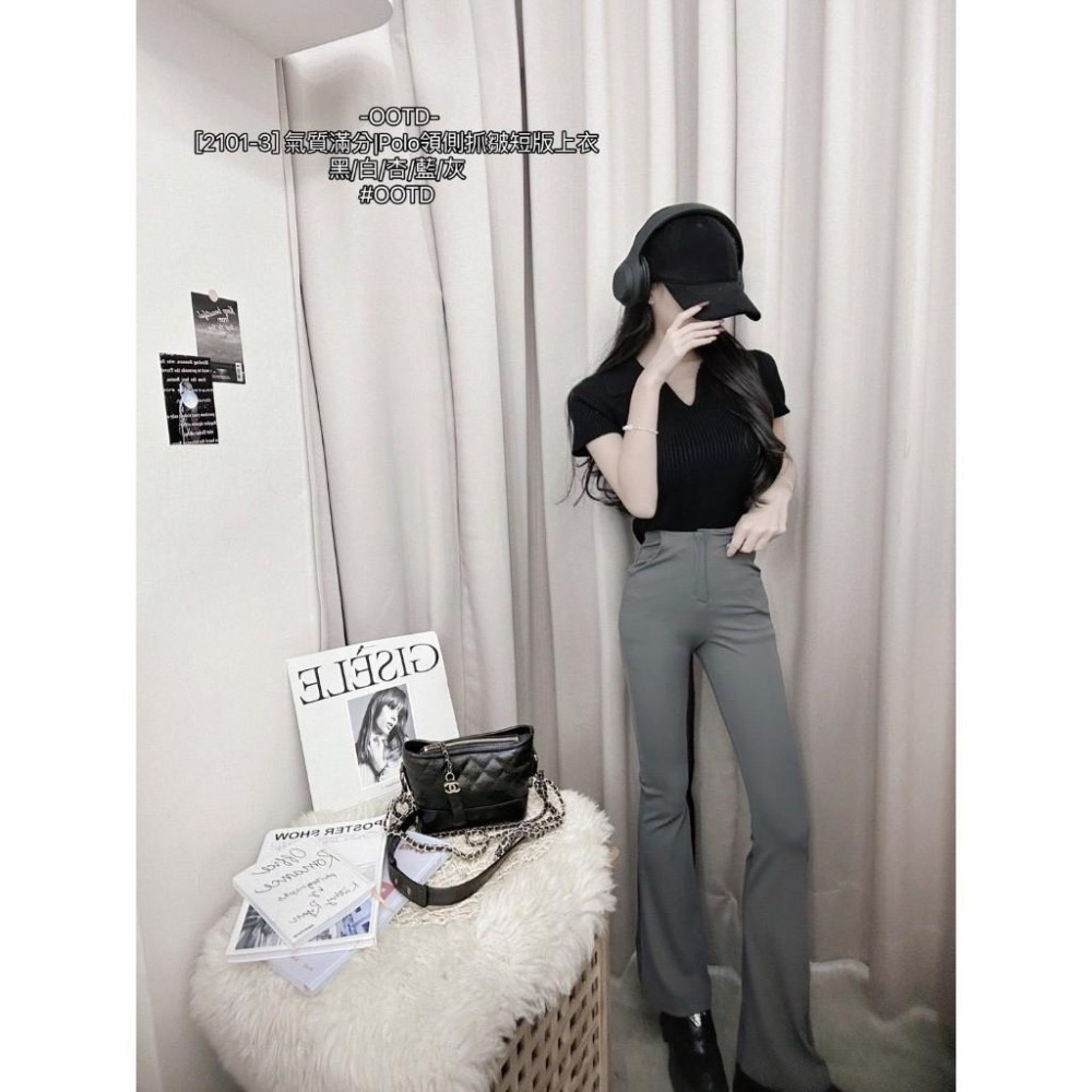 預購- Ki.studio 實拍｜2101-3 上衣 氣質滿分 Polo領 側抓皺 短版 氣質兼時尚 單品 親膚舒適-細節圖6