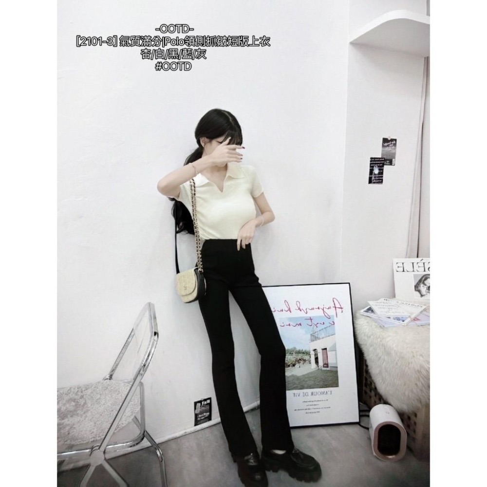 預購- Ki.studio 實拍｜2101-3 上衣 氣質滿分 Polo領 側抓皺 短版 氣質兼時尚 單品 親膚舒適-細節圖9