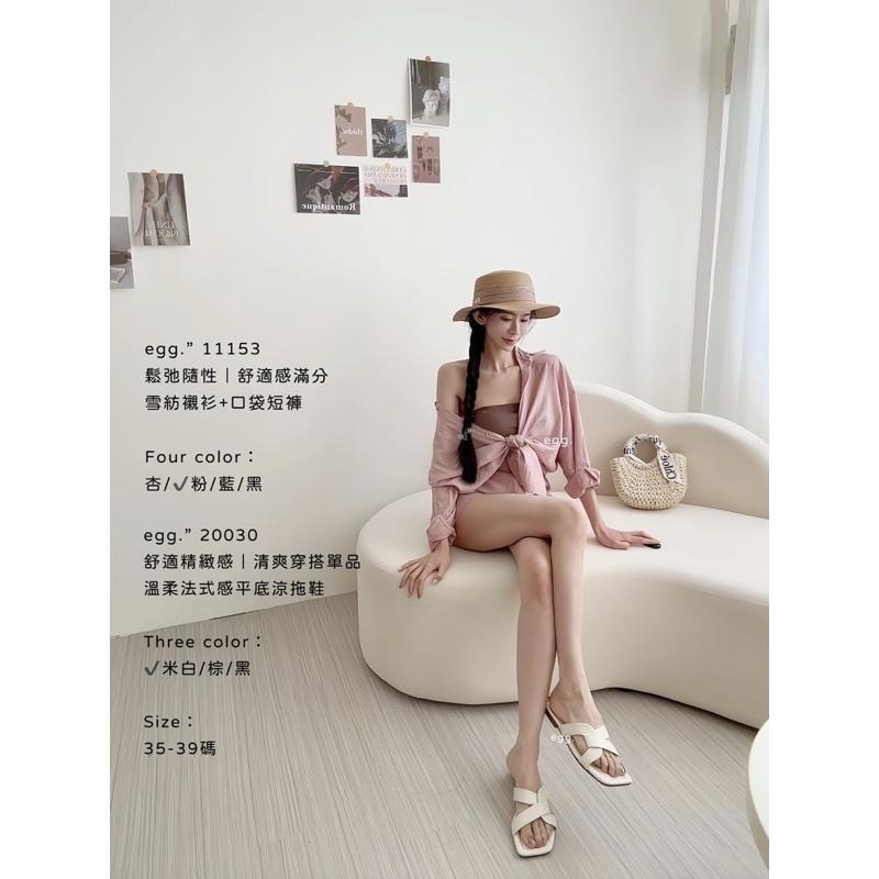 預購- Ki.studio 實拍｜鞋子 20030 平底 拖鞋 溫柔法式風｜舒適交叉帶 平底鞋 米白 /棕色 /黑-細節圖2