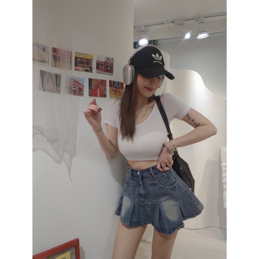 預購- Ki.studio 實拍｜套裝 率性中帶點俏皮 牛仔裙 的冒險女孩 百搭日常 牛仔短襯 + 小甜心傘狀 迷你裙-細節圖4