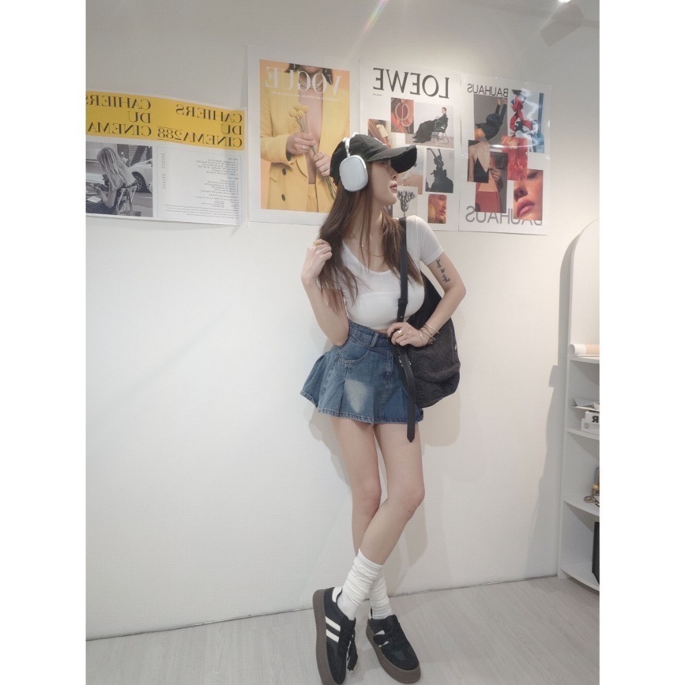 預購- Ki.studio 實拍｜套裝 率性中帶點俏皮 牛仔裙 的冒險女孩 百搭日常 牛仔短襯 + 小甜心傘狀 迷你裙-細節圖5