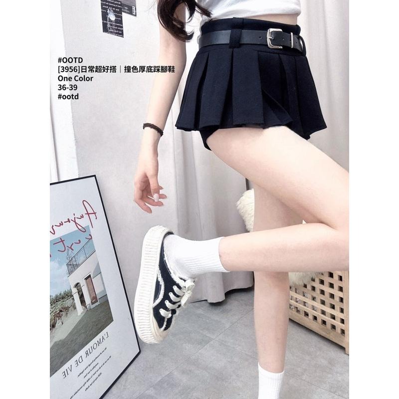 預購-Ki.studio 實拍｜懶人拖 3956 百搭神器 復古撞色厚底 踩腳鞋 增高鞋 36-39-細節圖4