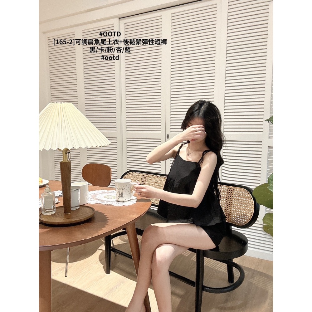 預購- Ki.studio 實拍｜165-2 度假風慵懶 套裝 可調肩魚尾 上衣 + 後鬆緊彈性 短褲 5色-細節圖10