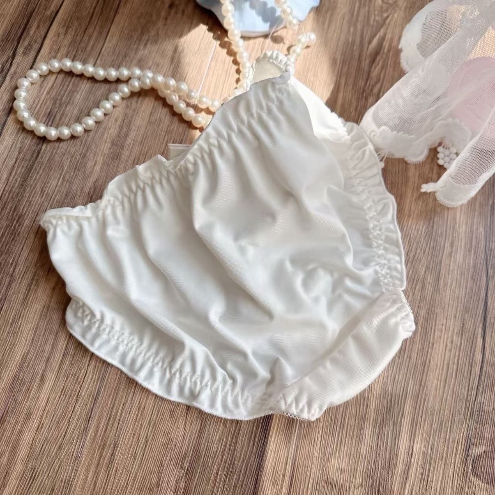 預購 Ki.studio 實拍｜日系 小清新 777 甜美 刺繡 牛奶絲 荷葉公主 中腰三角 內褲 M-L  2色-細節圖7