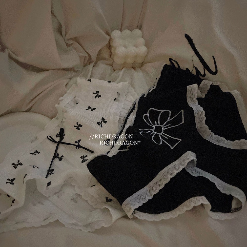 預購 Ki.studio 實拍｜777-2 黑白戀曲 甜酷 格紋 蝴蝶結 系列小褲 內褲 均碼 4款-細節圖4