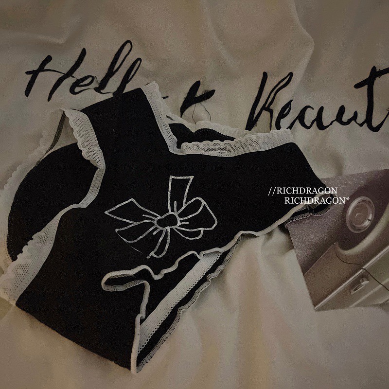 預購 Ki.studio 實拍｜777-2 黑白戀曲 甜酷 格紋 蝴蝶結 系列小褲 內褲 均碼 4款-規格圖10