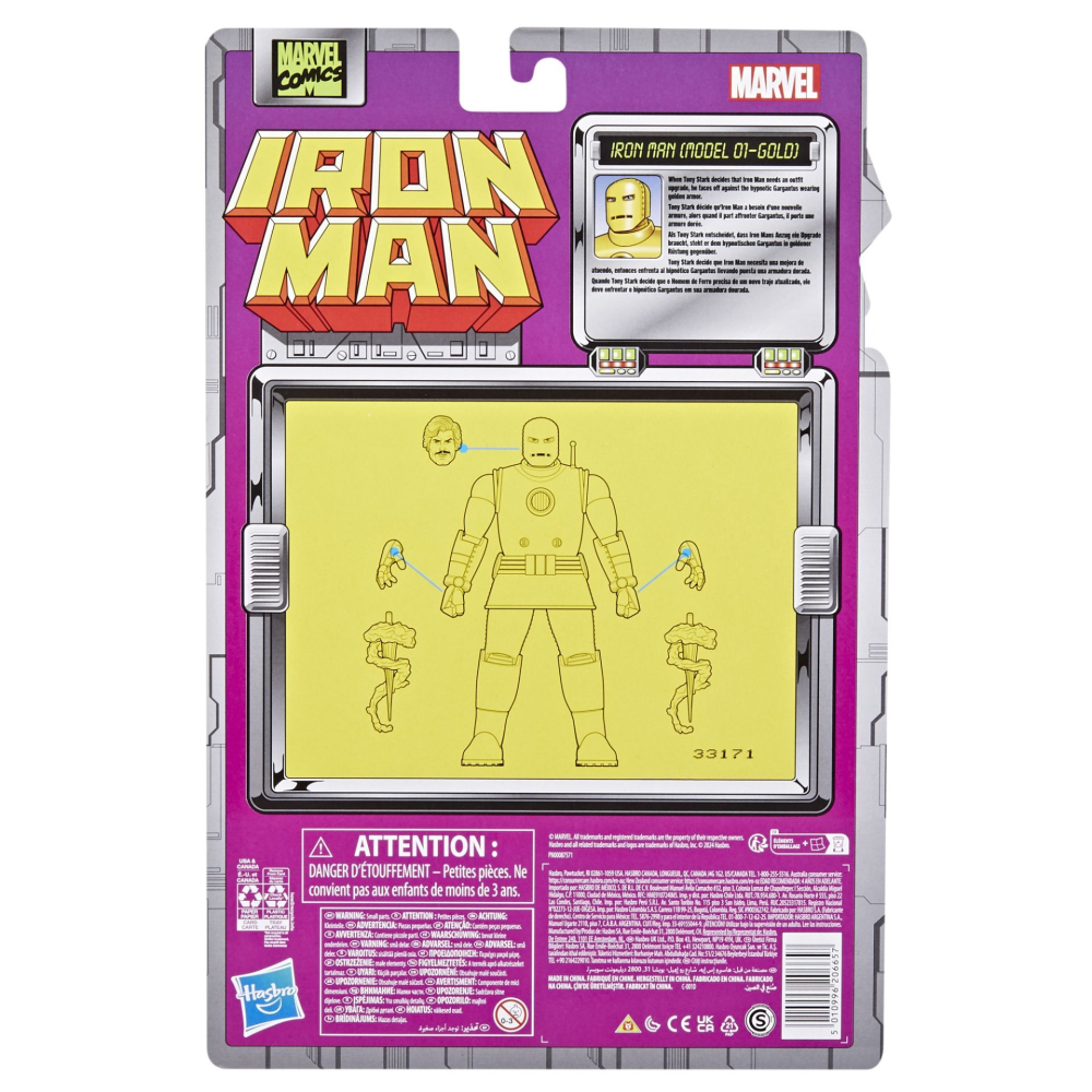 漫威 Marvel ML6吋 鋼鐵人復古吊卡 Iron Man (Model 01 - Gold)鋼鐵人(型號 01)-細節圖6