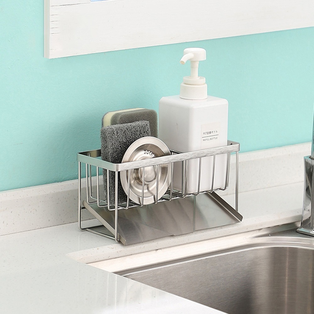 京太陽現貨 海綿瀝水架 瀝水架 菜瓜布架 傾斜瀝水架 不銹鋼瀝水置物架 不銹鋼菜瓜布架 瀝水置物架 海綿架-細節圖9