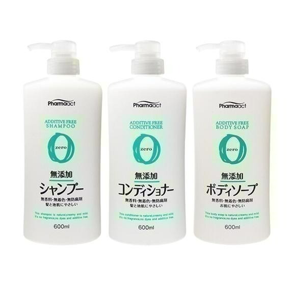 《小孩。同》即期品/日本【熊野】Pharmaact Zero 天然洗髮精 /潤絲精/沐浴乳 600ml 無添加-細節圖2