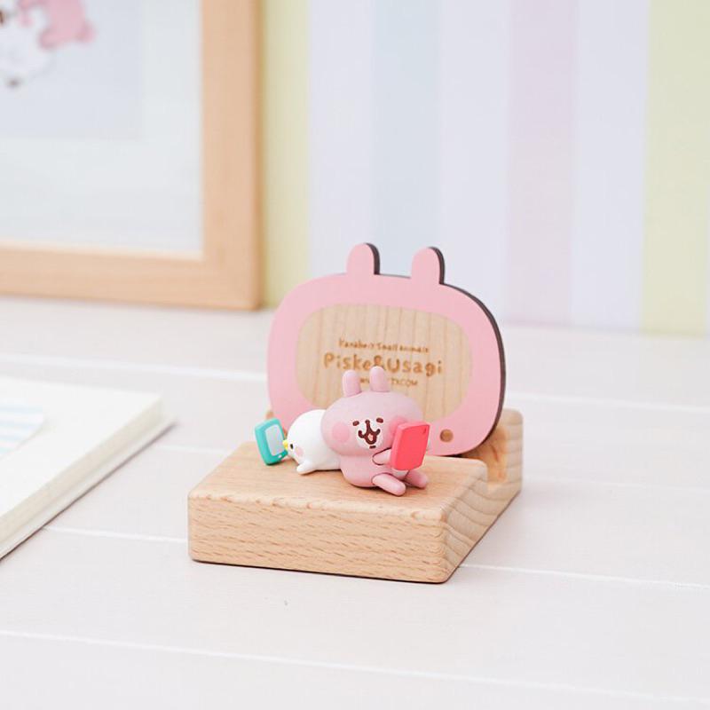 現貨正版 卡娜赫拉的小動物 手機架 P助與粉紅兔兔 手機座 木質 公仔 手機座 手機架 支撐架 手機支架 擺飾 兔兔-細節圖2