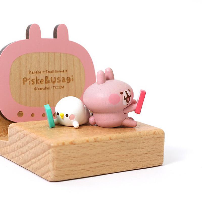 現貨正版 卡娜赫拉的小動物 手機架 P助與粉紅兔兔 手機座 木質 公仔 手機座 手機架 支撐架 手機支架 擺飾 兔兔-細節圖6