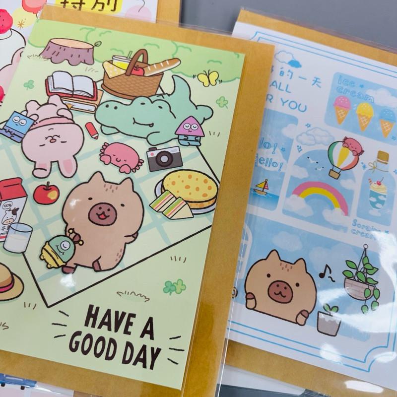 現貨正版 卡皮巴拉 萬用卡 水豚 中開萬用卡 中卡 祝福卡 邀請卡 感謝卡 卡片 謝師卡 生日卡 心意卡 萬用中卡-細節圖3