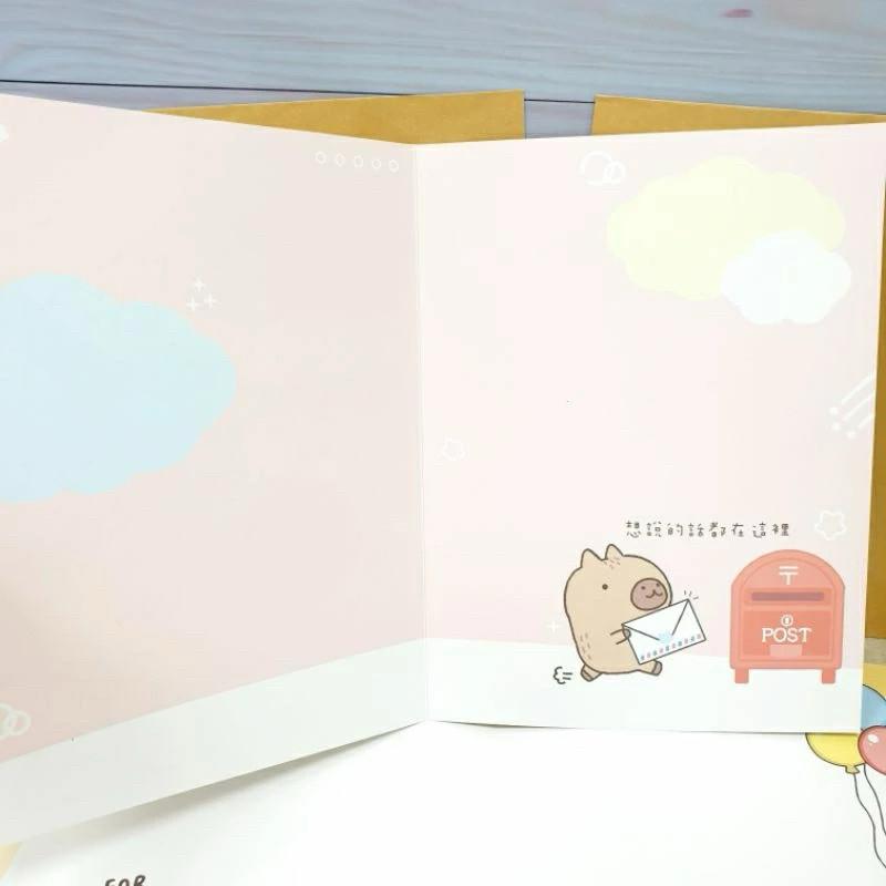 現貨正版 卡皮巴拉 水豚 大開萬用卡 4k卡片 大卡 祝福卡 邀請卡 感謝卡 大張卡片 謝師卡 生日卡 心意卡 萬用大卡-細節圖6