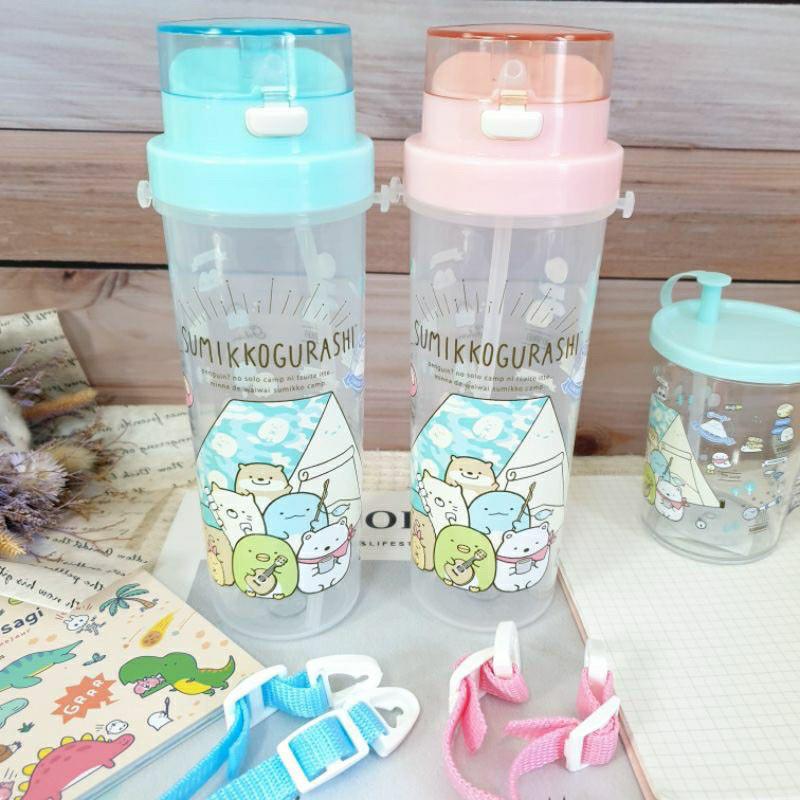 現貨正版 角落小夥伴 小巧吸管水壺 500ml 角落生物 吸管水壺 彈蓋水瓶壺 白熊 恐龍 可背式水瓶 可愛水瓶 台灣製-細節圖5