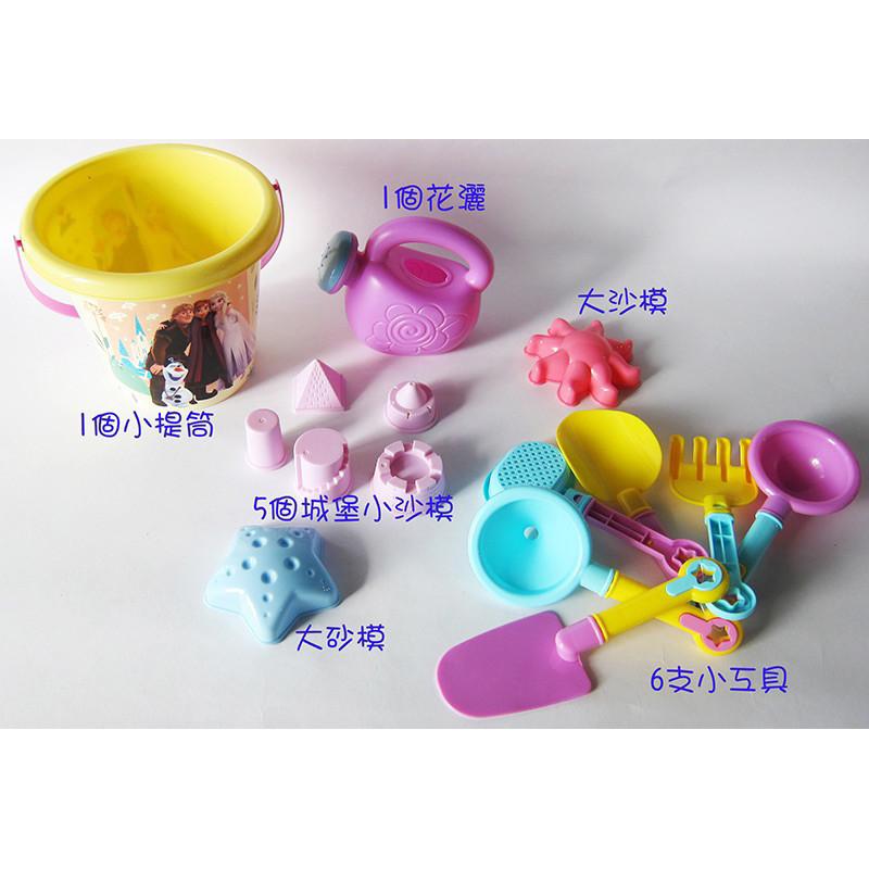 現貨正版 冰雪奇緣 寶貝戲水玩沙組 迪士尼堆堆城堡玩沙組 玩沙工具 海灘組 艾莎 安娜沙灘城堡 灑水器 小鏟子 小耙子-細節圖3