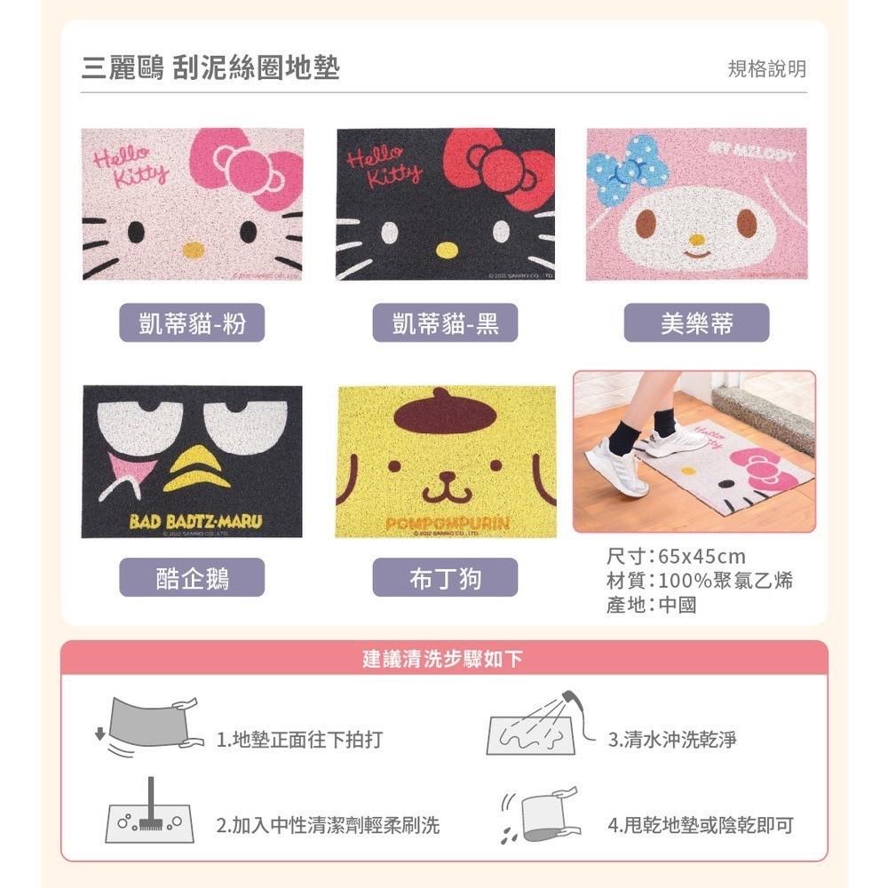 現貨正版 三麗鷗 刮泥絲圈地墊 Hello kitty 地墊 美樂蒂 酷企鵝 絲圈地墊 布丁狗 廚房 玄關墊 止滑地墊-細節圖9