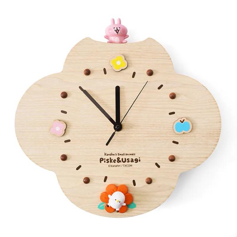現貨正版 卡娜赫拉的小動物 時鐘 P助與粉紅兔兔花花 動態時鐘 木製掛鐘 可愛時鐘 壁鐘-細節圖2