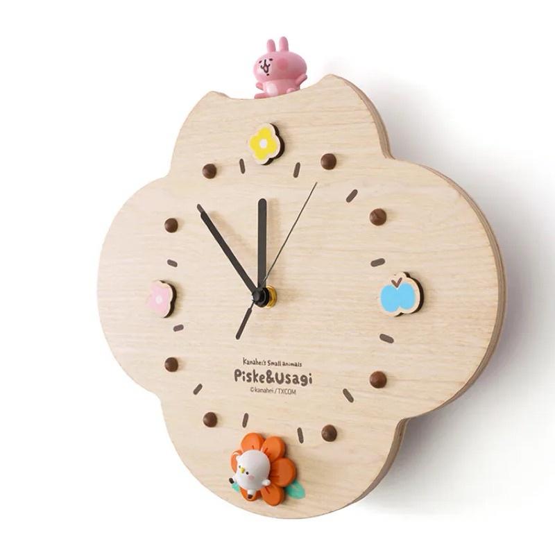現貨正版 卡娜赫拉的小動物 時鐘 P助與粉紅兔兔花花 動態時鐘 木製掛鐘 可愛時鐘 壁鐘-細節圖3